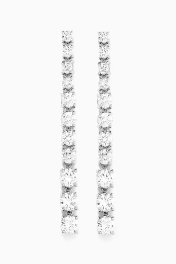 Tennis Drop Crystal Earrings in Sterling Silver