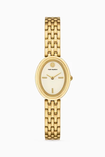 Oval Stainless Quartz Watch, 22 x 28mm