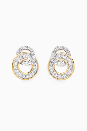 Interlocked Circles Diamond Stud Earrings in 18kt Gold