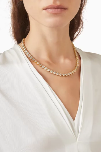 Heart Tennis Necklace in 18kt gold-plated Metal