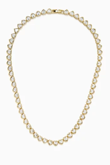 Heart Tennis Necklace in 18kt gold-plated Metal