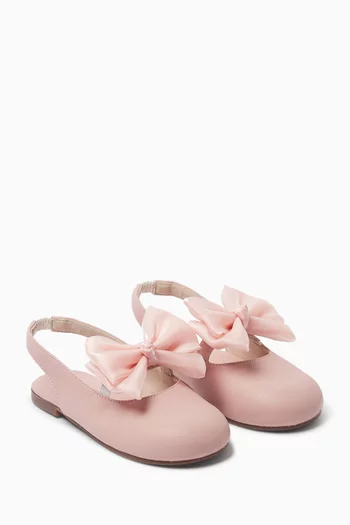 Bow Slingback Ballet Flats in Leather