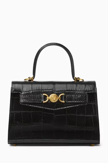 Small Medusa 95 Top-handle Bag in Croc-embossed Leather