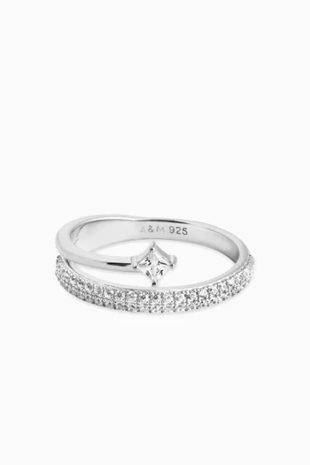 Pavé Crystal Illusion Ring in Sterling Silver