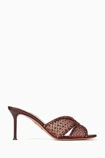 Crystal Lover 75 Mules in Mesh & Leather