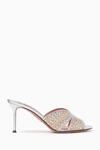 Crystal Lover 75 Mules in Mesh and Leather