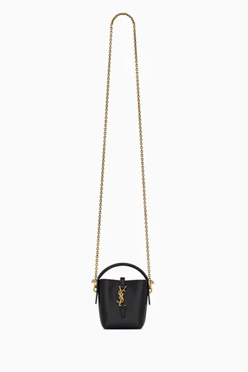 Micro Le 37 Top Handle Bag in Shiny Leather