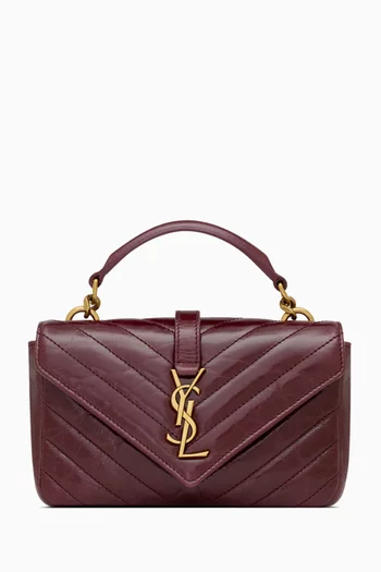 Mini College Chain Quilted Shoulder Bag in Leather