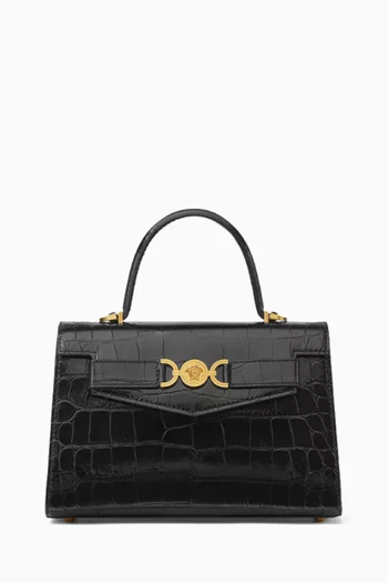 Medium Medusa 95 Top-handle Bag in Croc-embossed Leather