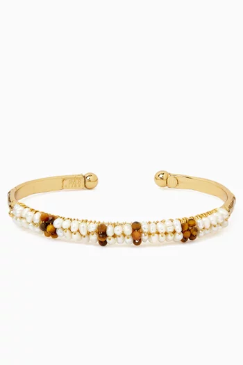 Lyre Bangle Bracelet in Gold-tone Metal