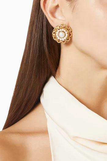 Leonie Pearl Earrings in Gold-plated Metal