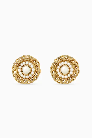 Leonie Pearl Earrings in Gold-plated Metal
