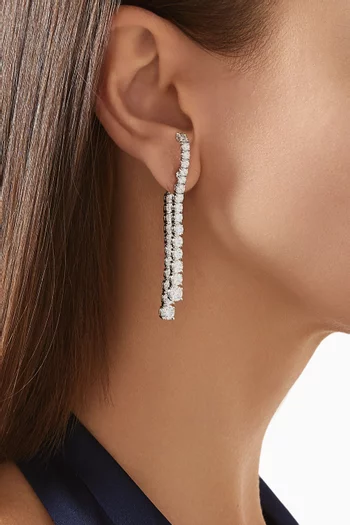 Matrix Drop Earrings in Rhodium-plated Metal