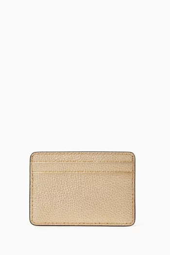Jet Set Card Case in Metallic Pebbled Leather