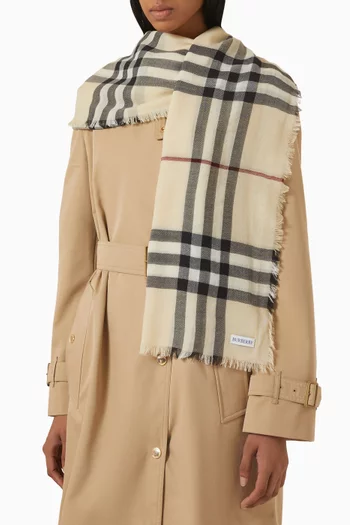 Giant Check Scarf in Wool