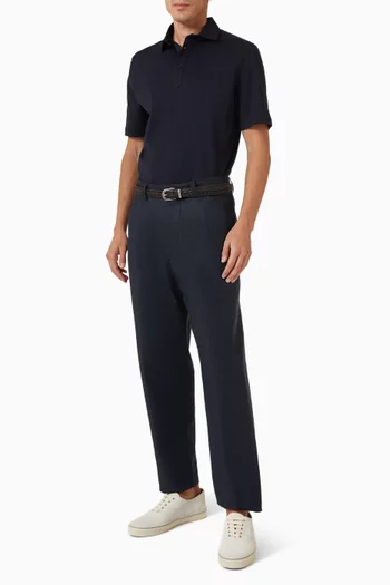 Shirt-style Collar Polo Shirt in Cotton Jersey
