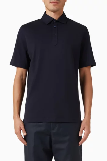 Shirt-style Collar Polo Shirt in Cotton Jersey