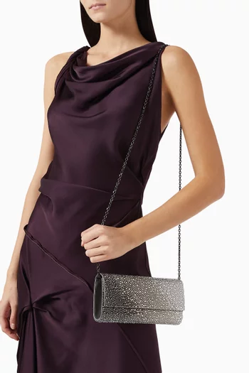 Perry Caviar Gradient Crystal-embellished Clutch