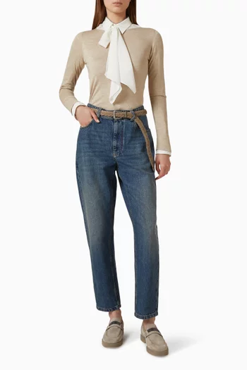 Baggy Tapered Pants in Authentic Denim