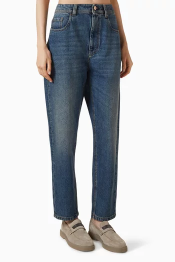 Baggy Tapered Pants in Authentic Denim