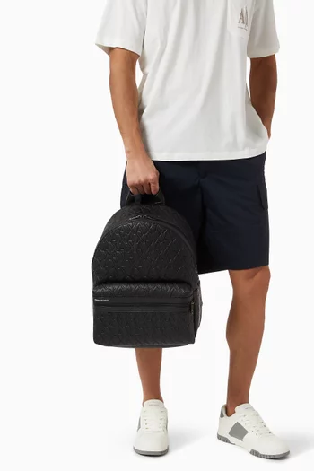 Liam Logo-embossed Backpack in Faux Leather