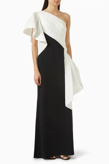 One-shoulder Gown in Taffeta & Crepe