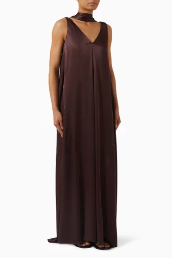 La Lune Scarf Maxi Dress in Satin
