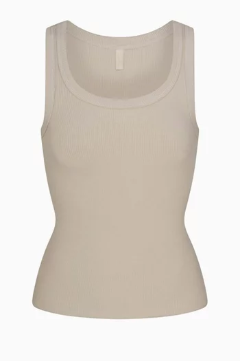 Cotton Rib High Scoop Tank Top
