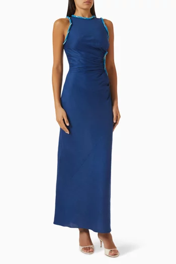 Rhinestone Cut-out Dress in Linen Blend