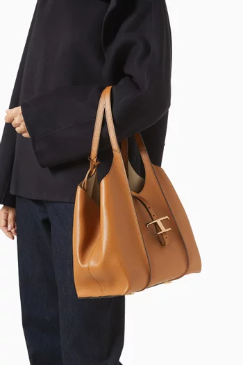 Small T Timeless Shopping Bag in Leather