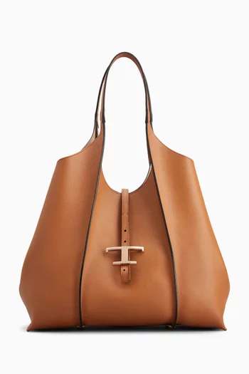 Small T Timeless Shopping Bag in Leather