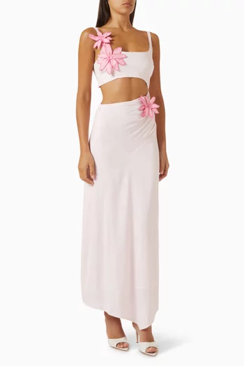 Rafalia 3D-flower Dress Linen Blend
