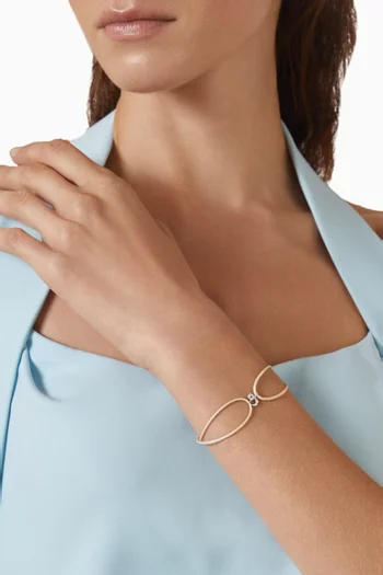 Diamond Arabic Initial Thread Bracelet, Letter 'W' in 18kt White Gold