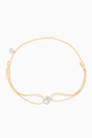Diamond Arabic Initial Thread Bracelet, Letter 'W' in 18kt White Gold