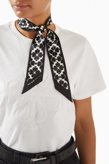 Skinny Spade Flower Scarf in Silk Satin