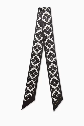 Skinny Spade Flower Scarf in Silk Satin