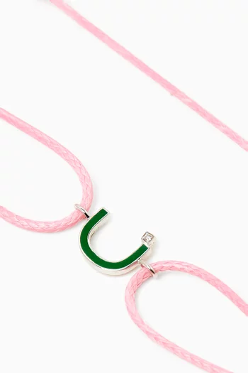 Arabic Initial Letter 'N' Thread Bracelet in 18kt White Gold