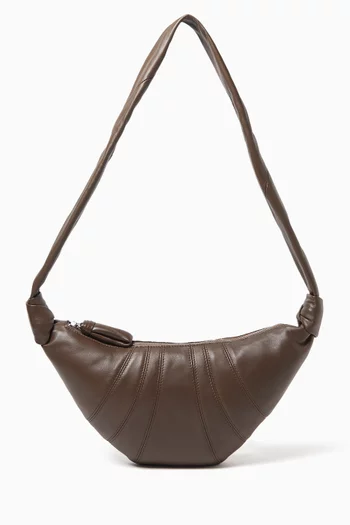 Small Croissant Crossbody Bag in Leather