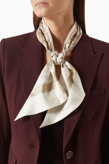 Stacked Tabby-print Skinny Scarf in Silk