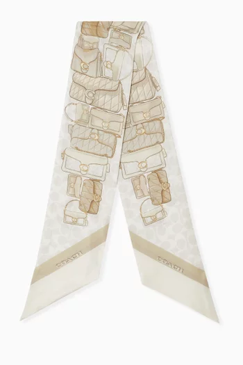 Stacked Tabby-print Skinny Scarf in Silk
