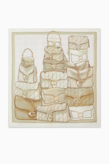 Stacked Tabby-print Square Scarf in Silk