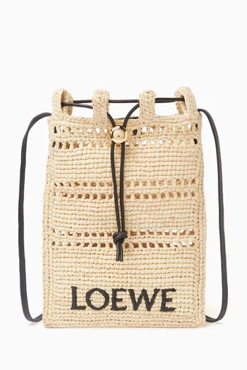 x Paula's Ibiza Drawstring Pocket Bag in Raffia
