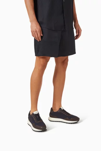 Micro Logo Sneakers in Saffiano Leather