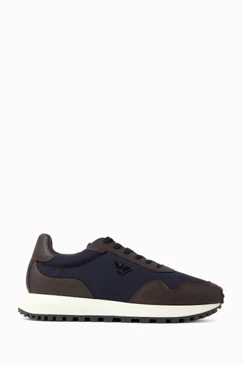 Micro Logo Sneakers in Saffiano Leather