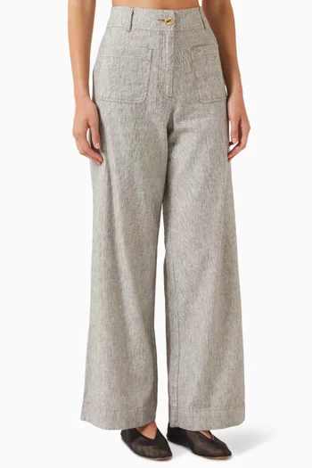 Manhatti High-waisted Pants in Cotton-linen