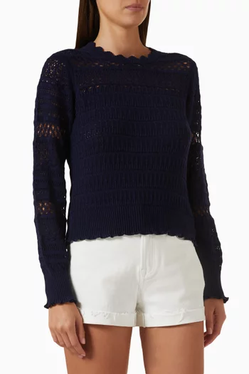 Scalloped Lace Sweater in Cotton