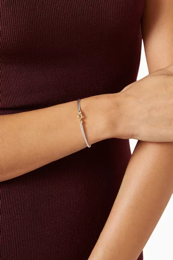 Micro Cable Flex® Buckle Bracelet in Sterling Silver & 14kt Gold