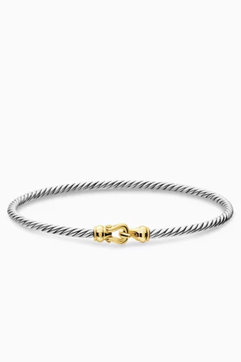 Micro Cable Flex® Buckle Bracelet in Sterling Silver & 14kt Gold