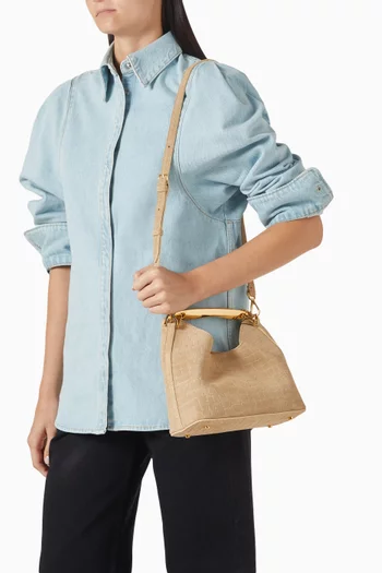 Small Boomerang Bag in Croc-embossed Suede