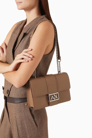 Metal Logo Shoulder Bag